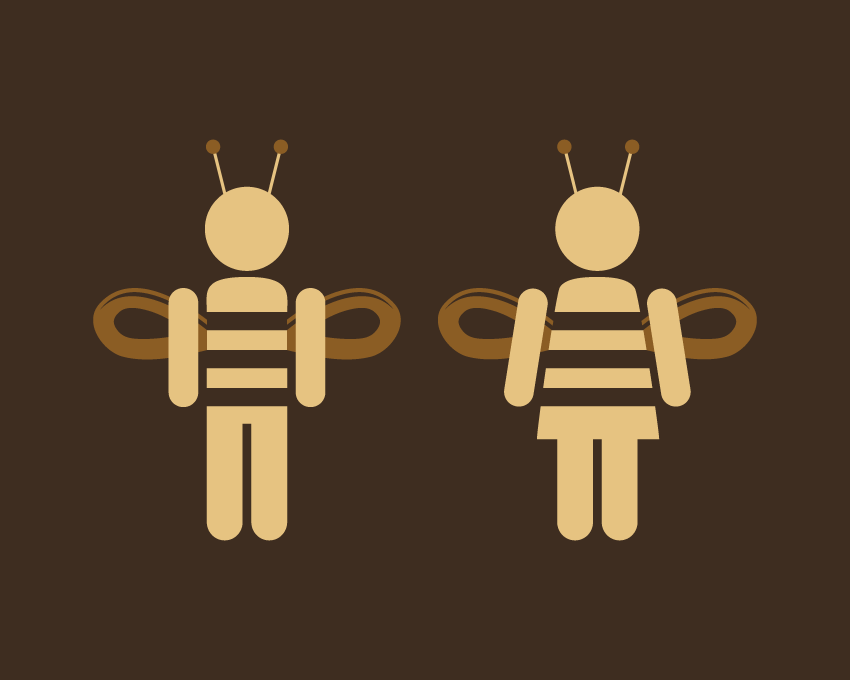 Honey Bun Cafe male and female bee stickers